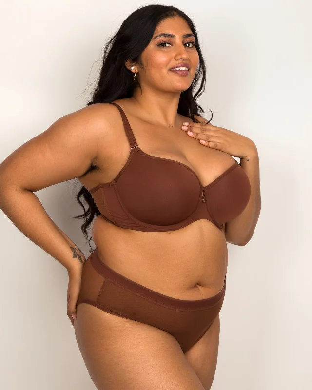 Tulip Smooth T-Shirt Bra - Chocolate Nude Polka Dot Checkered Tartan