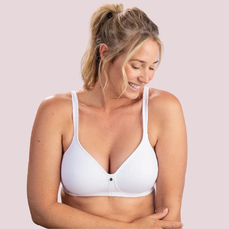 Voluptina Non-Wired T-Shirt Bra | White Rayon Velvet Corduroy