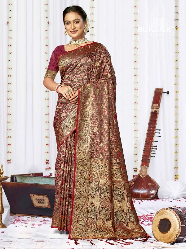 Women Multi Color Satin Silk Saree With Un Stitched Blouse Business Casual Blouse