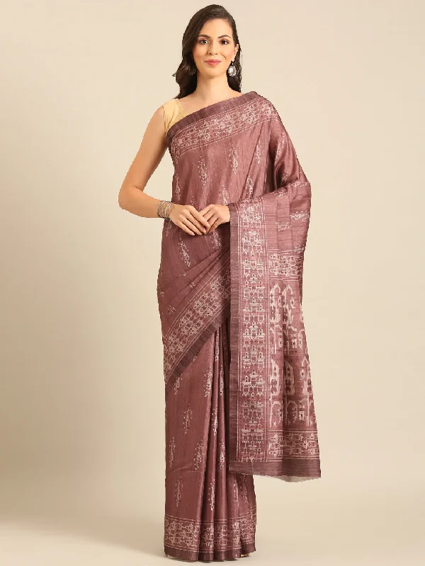 Women Burgundy Cotton Saree With Un Stitched Blouse Elegant Peplum Blouse