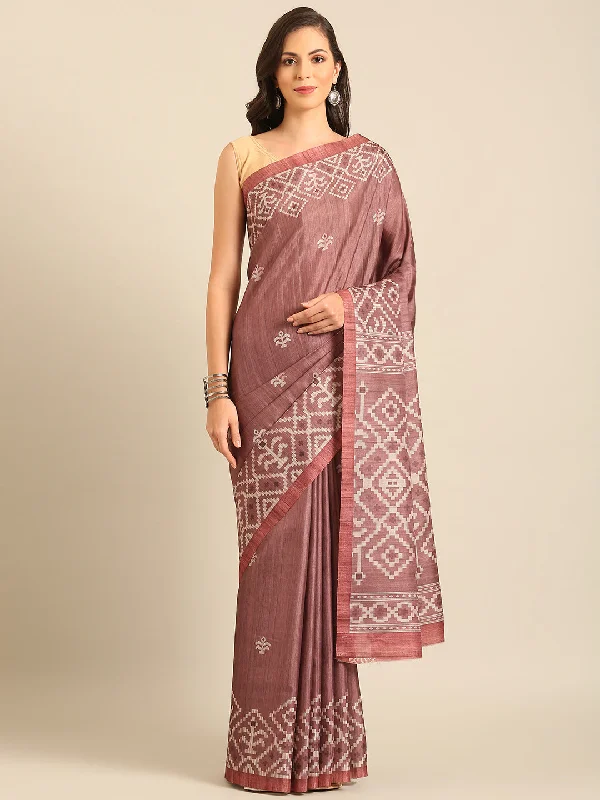 Women Burgundy Cotton Saree With Un Stitched Blouse Soft Knit Blouse