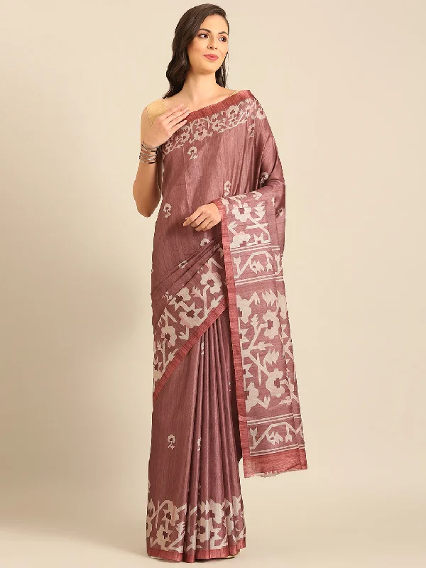 Women Burgundy Cotton Saree With Un Stitched Blouse Office-Ready Blouse