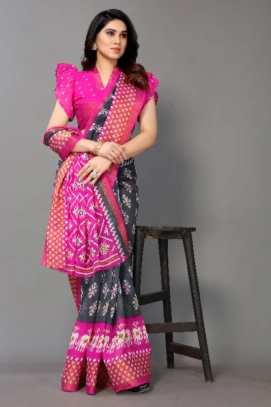 Women Casual Wear Printed Cotton Silk Saree With Un Stitched Blouse Office-Ready Blouse Women Casual Wear Printed Cotton Silk Saree With Un Stitched Blouse Office-Ready Blouse