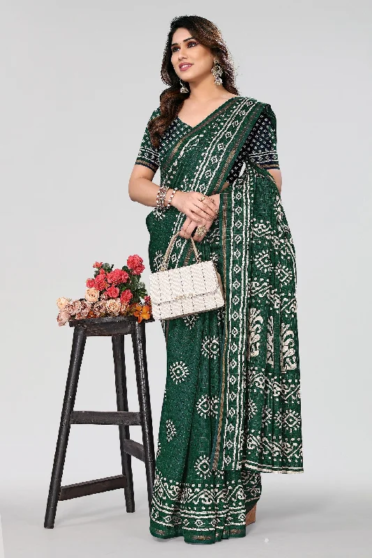 Women Casual Wear Printed Dhola Silk Saree With Un Stitched Blouse Boho Chic Blouse