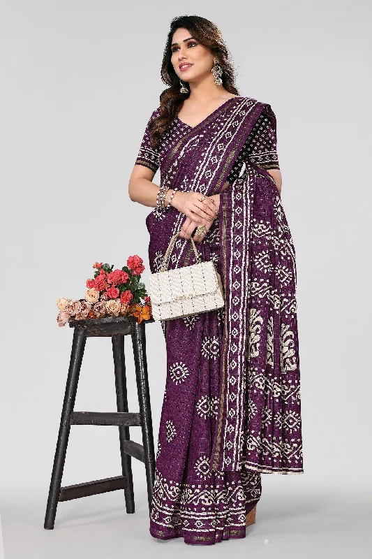 Women Casual Wear Printed Dhola Silk Saree With Un Stitched Blouse Off-Shoulder Wrap Blouse Women Casual Wear Printed Dhola Silk Saree With Un Stitched Blouse Off-Shoulder Wrap Blouse