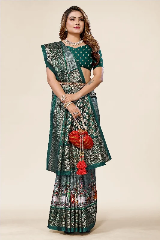 Women Casual Wear Printed Dhola Silk Saree With Un Stitched Blouse Lightweight Floral Blouse Women Casual Wear Printed Dhola Silk Saree With Un Stitched Blouse Lightweight Floral Blouse