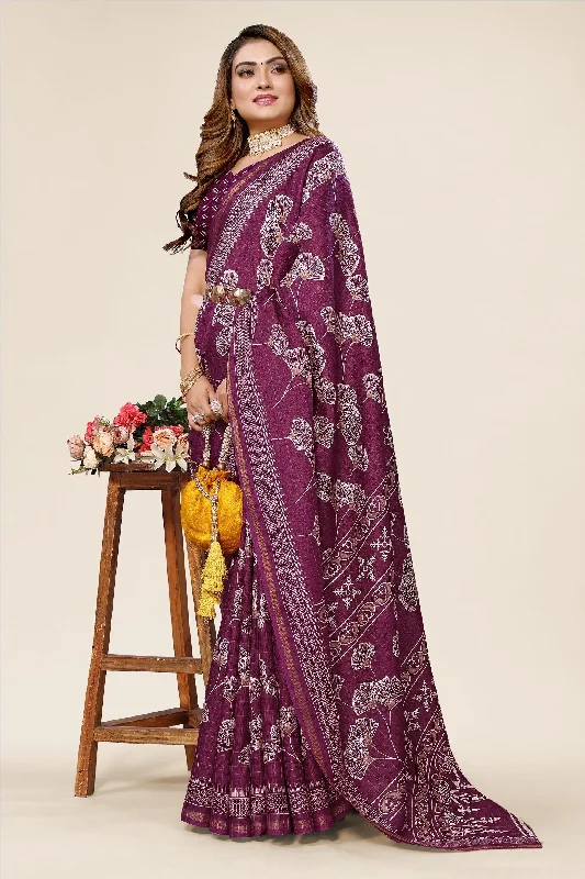 Women Casual Wear Printed Dhola Silk Saree With Un Stitched Blouse Everyday Stylish Blouse