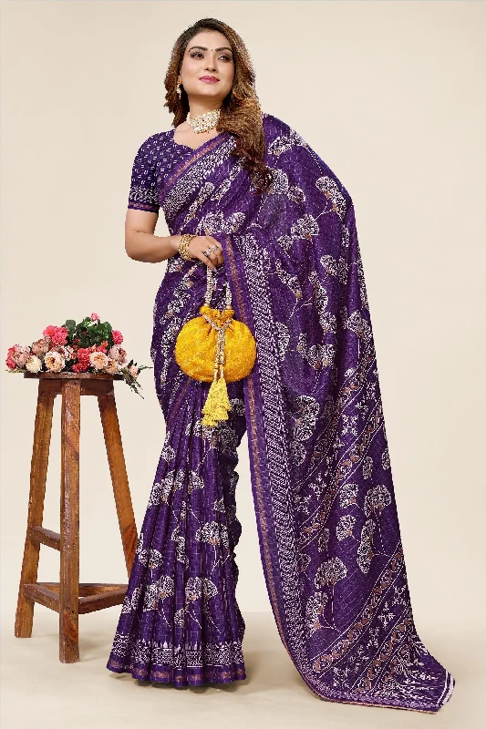 Women Casual Wear Printed Dhola Silk Saree With Un Stitched Blouse Casual Relaxed Fit Blouse Women Casual Wear Printed Dhola Silk Saree With Un Stitched Blouse Casual Relaxed Fit Blouse