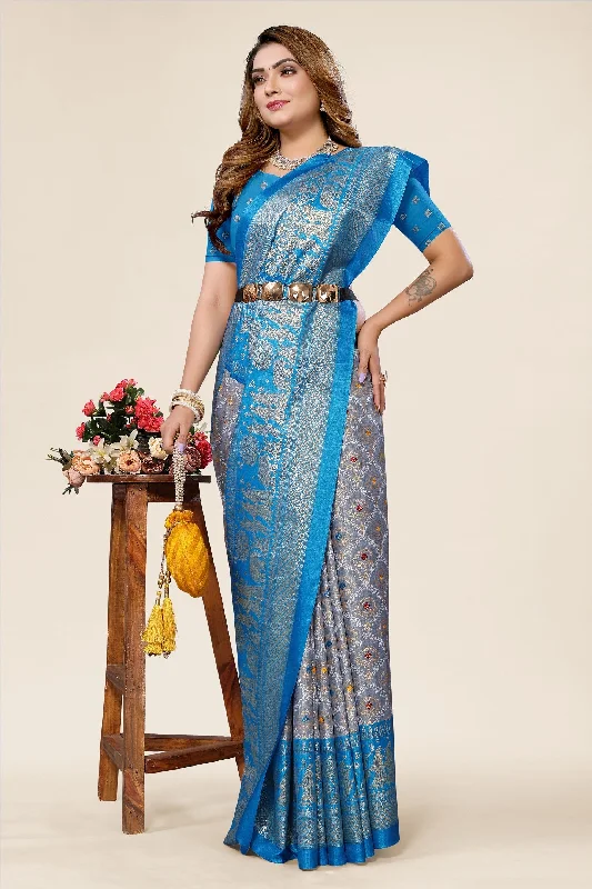 Women Casual Wear Printed Dhola Silk Saree With Un Stitched Blouse Loose Oversized Blouse Women Casual Wear Printed Dhola Silk Saree With Un Stitched Blouse Loose Oversized Blouse