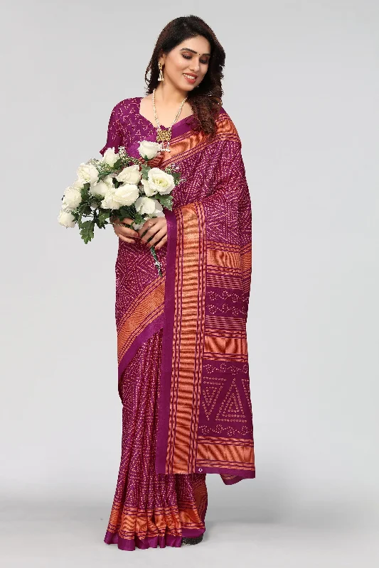 Women Casual Wear Printed Khadi Silk Saree With Un Stitched Blouse Vintage Lace Blouse Women Casual Wear Printed Khadi Silk Saree With Un Stitched Blouse Vintage Lace Blouse
