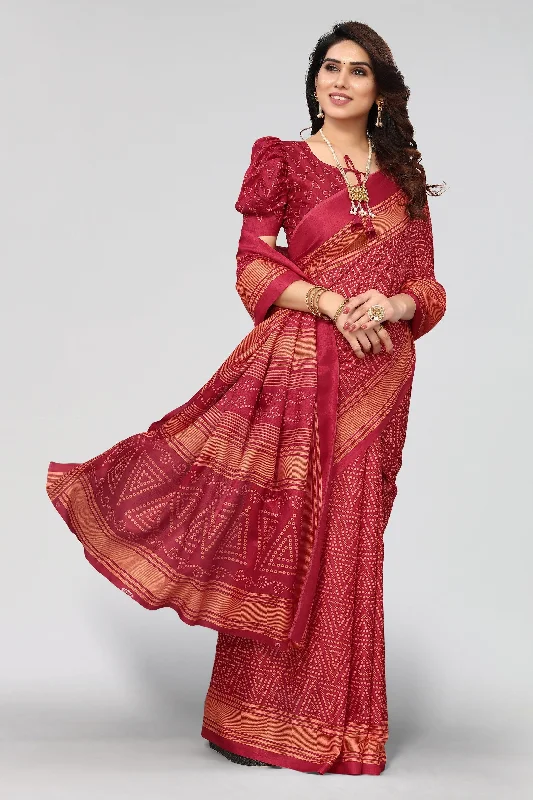 Women Casual Wear Printed Khadi Silk Saree With Un Stitched Blouse Soft Satin Blouse Women Casual Wear Printed Khadi Silk Saree With Un Stitched Blouse Soft Satin Blouse
