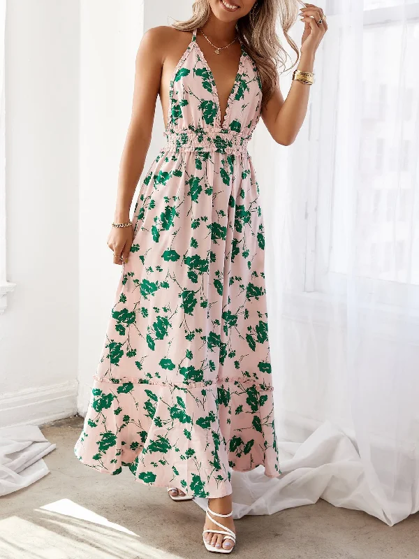 Beach Drinks Maxi Dress Pink Fashionable Sleeveless Maxi Dress