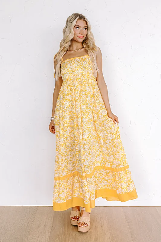 Boho Beauty Floral Maxi Dress in Marigold Cozy Cold-Shoulder Maxi Dress