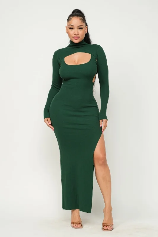 Bolero Side Cut Out Maxi Dress Stylish A-Line Maxi Dress