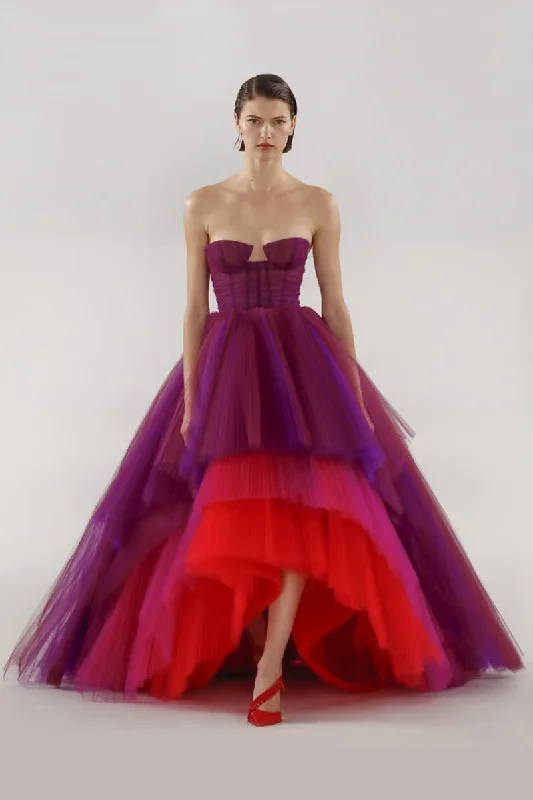 Celebration Time Asymmetrical Strapless Maxi Dress Trendy Button Front Maxi Dress