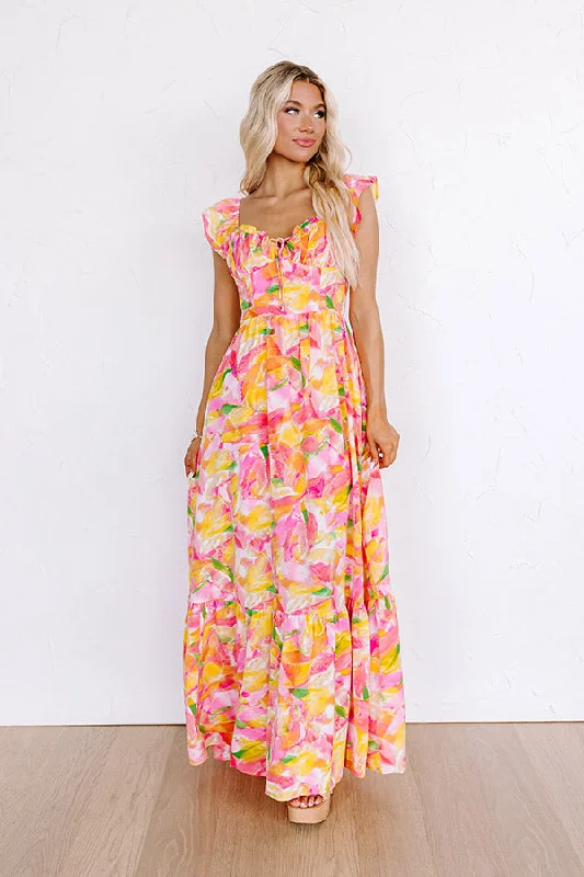 Courtyard Garden Maxi Dress Comfortable Ruffle Hem Maxi Dress