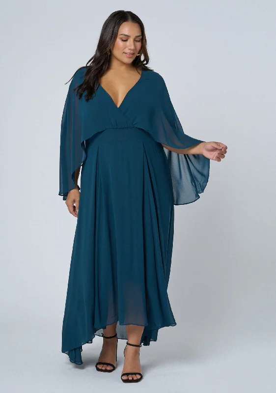 Electric Chemistry Cape Maxi Dress Stylish Empire Waist Maxi Dress