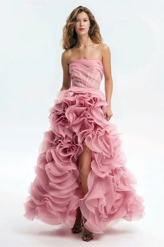 Evening Icon Tulle Strapless Maxi Dress Trendy Maxi Dress with Bow