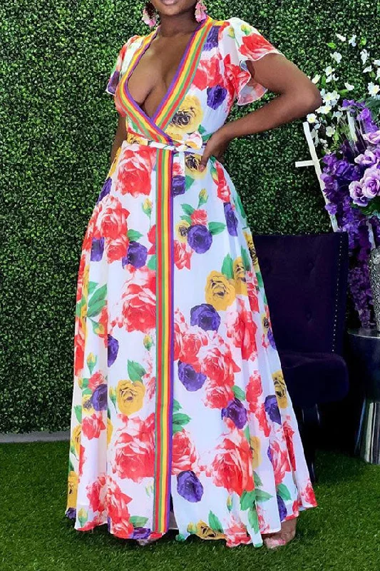 Floral Print Patchwork Undeniable Lace-Up Maxi Dress Stylish Empire Waist Maxi Dress Floral Print Patchwork Undeniable Lace-Up Maxi Dress Stylish Empire Waist Maxi Dress