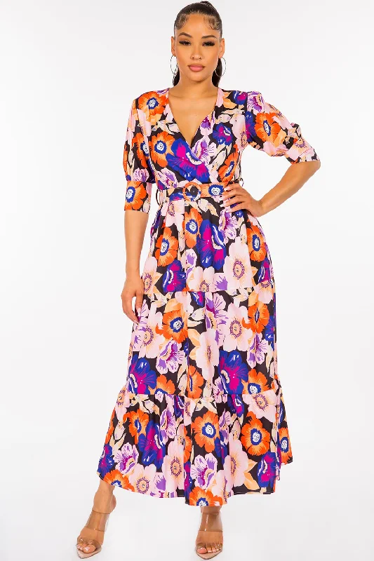 Bohemian Multi Floral Maxi Dress-FINAL SALE-NOT ELIGIBLE FOR EXCHANGE OR REFUND Fashionable Sheer Maxi Dress Bohemian Multi Floral Maxi Dress-FINAL SALE-NOT ELIGIBLE FOR EXCHANGE OR REFUND Fashionable Sheer Maxi Dress