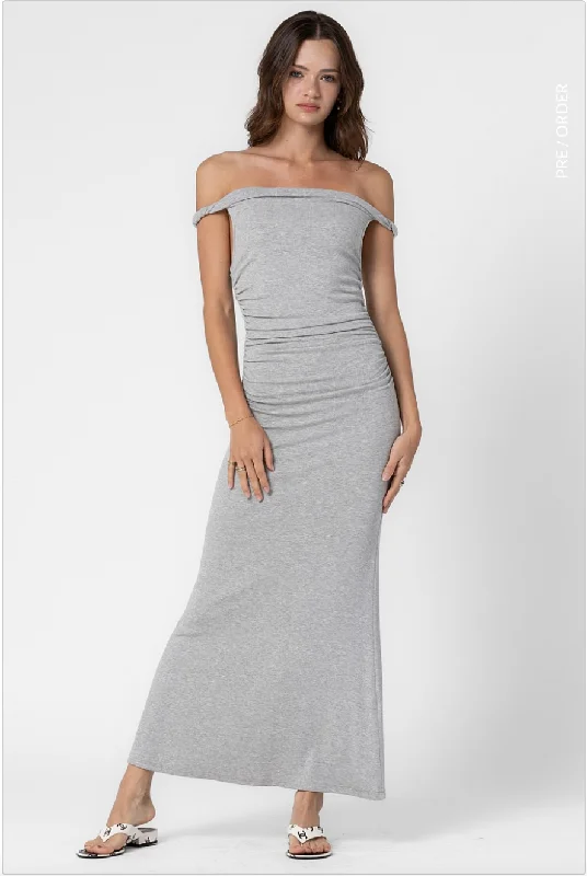 Canyon Off The Shoulder Ribbed Maxi Dress Elegant Silk Maxi Dress