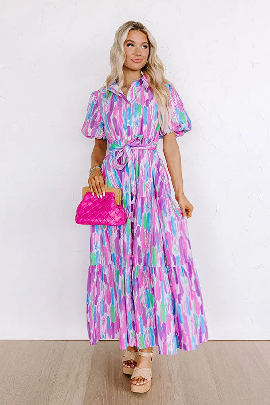 Happy Times Button Down Maxi Dress Comfortable T-Shirt Maxi Dress