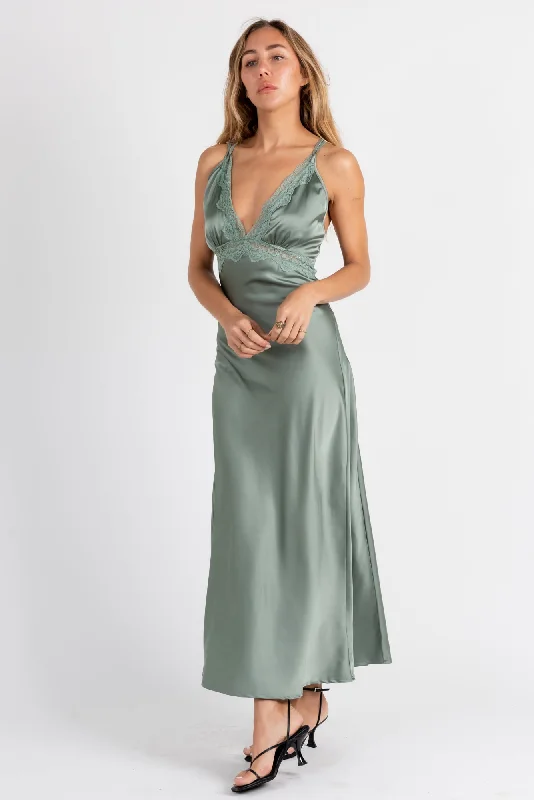 Vision Satin Slip Maxi Dress Chic Sleeveless Maxi Dress