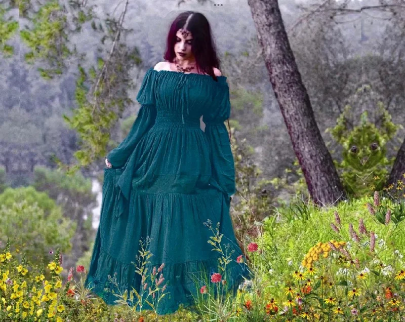 Maxi Dress with Bell Sleeves and Elasticized waist Comfortable Long-Sleeve Maxi Dress Maxi Dress with Bell Sleeves and Elasticized waist Comfortable Long-Sleeve Maxi Dress