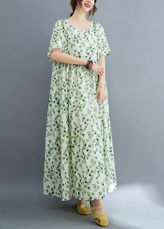 Modern Green O-Neck Print Wrinkled Holiday Maxi Dress Summer Comfortable T-Shirt Maxi Dress Modern Green O-Neck Print Wrinkled Holiday Maxi Dress Summer Comfortable T-Shirt Maxi Dress