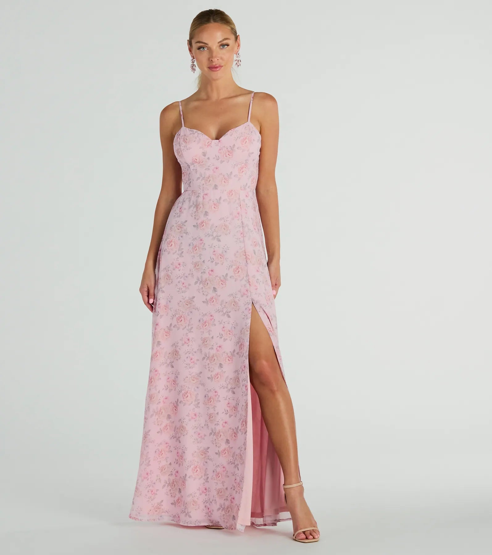 Moment Of Beauty Lace Up Floral Maxi Dress Cozy Open-Back Maxi Dress