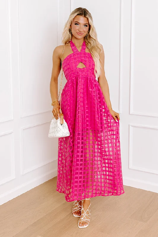 Patio Margs Gingham Maxi Dress Comfortable Fitted Maxi Dress
