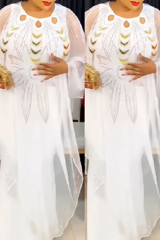 Rhinestone African Mesh Layered Irregular Maxi Dress Trendy Off-Shoulder Ruffle Maxi Dress Rhinestone African Mesh Layered Irregular Maxi Dress Trendy Off-Shoulder Ruffle Maxi Dress