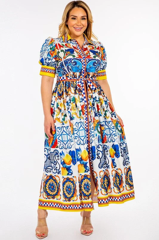 Royal Curves Mosaic Print Maxi Dress Stylish Boho Chic Maxi Dress