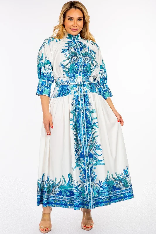 Royal Curves Kaftan Style Floral Maxi Dress Fashionable Faux Wrap Maxi Dress