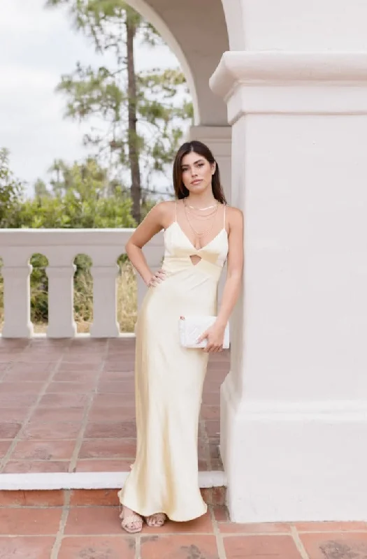 Serenity Sleeveless Cut Out Maxi Dress Yellow Comfortable Bohemian Maxi Dress