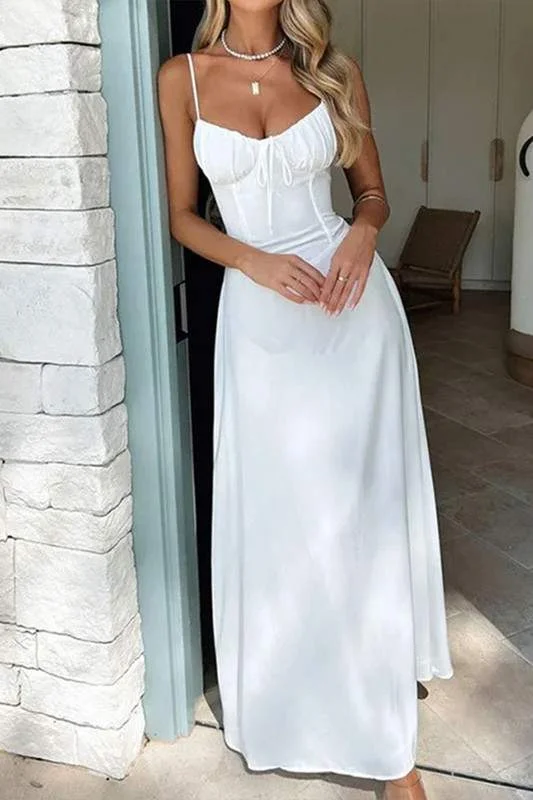 SOLID BUSTIER MAXI DRESS Elegant Floral Maxi Dress
