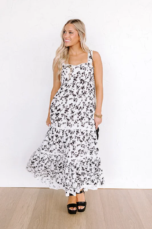 Southern Charm Floral Maxi Dress in White Cozy Open-Back Maxi Dress