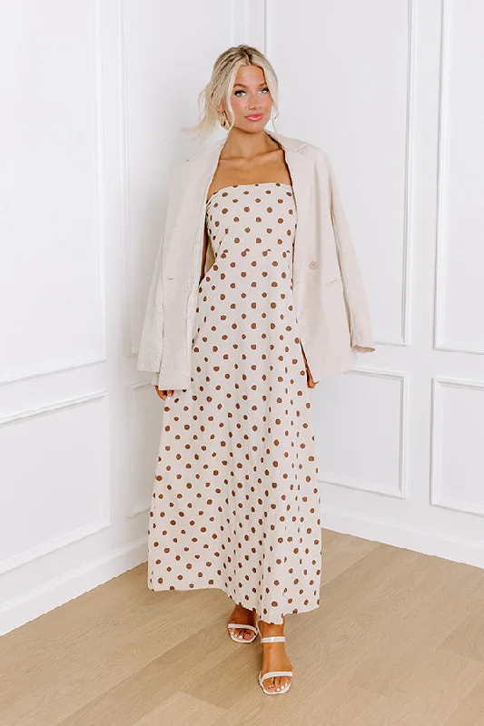 Spotted In The Vineyard Linen-Blend Maxi Dress Cozy Wrap Maxi Dress