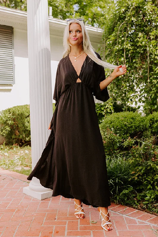 Tulum Vacay Maxi Dress in Black Classic V-Neck Maxi Dress