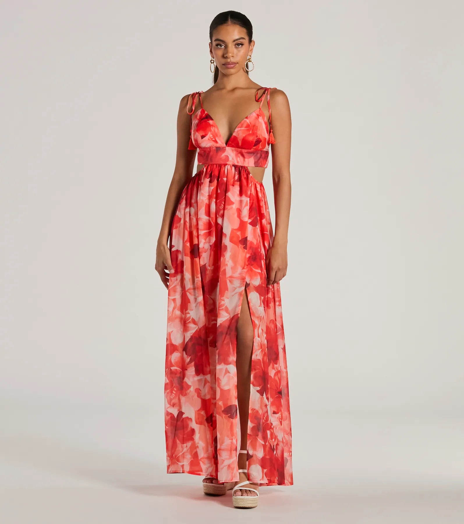 Vacay Attitude V-Neck Floral Tropical Maxi Dress Trendy Printed Maxi Dress