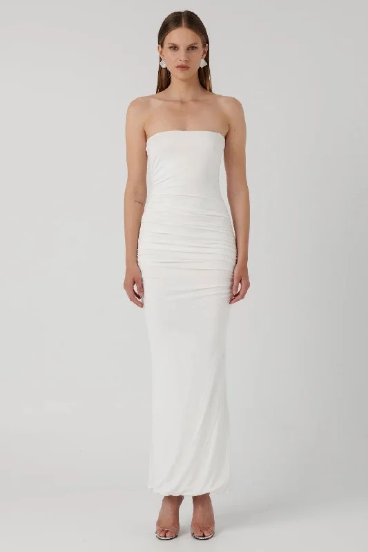 Avevia Maxi Dress - Vanilla Elegant Wraparound Maxi Dress