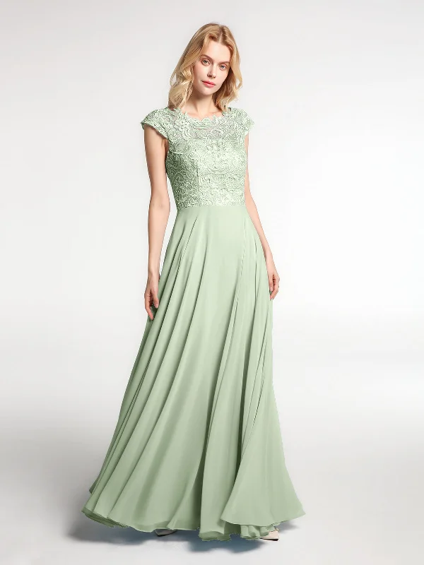 Illusion Wrap Neck Lace and Chiffon Maxi Dress-Dusty Sage Fashionable Halter Neck Maxi Dress