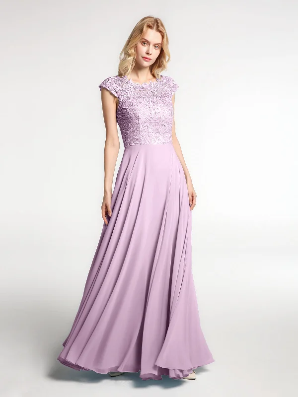 Illusion Wrap Neck Lace and Chiffon Maxi Dress-Wisteria Fashionable Sleeveless Maxi Dress