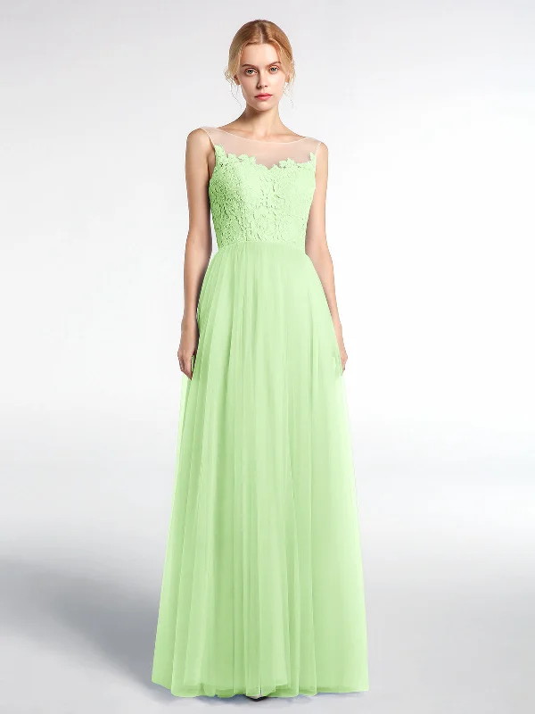 Illusion Neckline Lace and Tulle Maxi Dress-Sage Cozy Knitted Maxi Dress