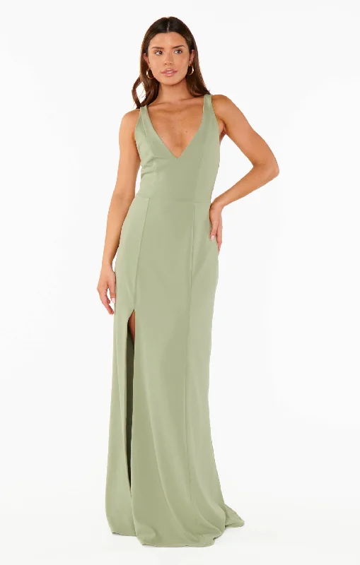 Rachel Maxi Dress ~ Moss Green Stretch Cozy Cold-Shoulder Maxi Dress