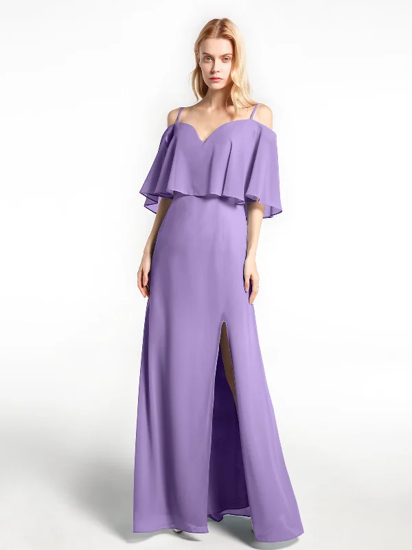 Ruffled Cold Shoulder Maxi Dress with Flounce Overlay Tahiti Chic Off-Shoulder Maxi Dress