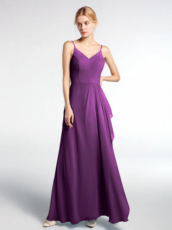 V-neck Chiffon Simple Maxi Dress with Spaghetti Straps-Grape Cozy Wrap Maxi Dress