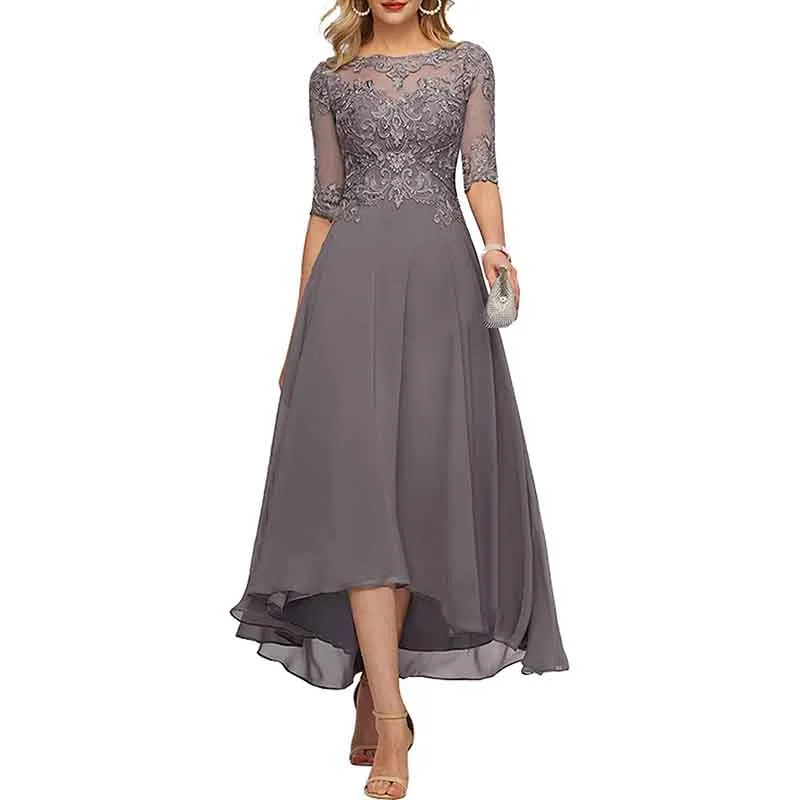 Women's Floral Lace 2/3 Sleeves Bridesmaid Dress Formal Maxi Dress Stylish Boho Chic Maxi Dress