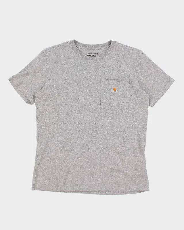 00s Carhartt Grey Pocket T-Shirt - M Graphic T-Shirt Round Neck Polyester