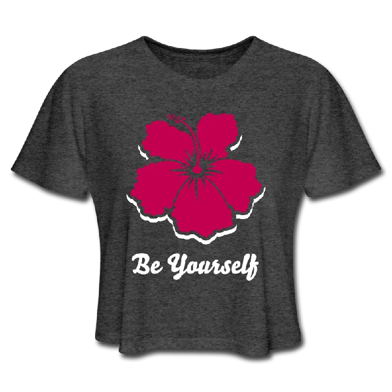 Be Yourself Cropped Tee Collared Crew Neck Turtle Neck